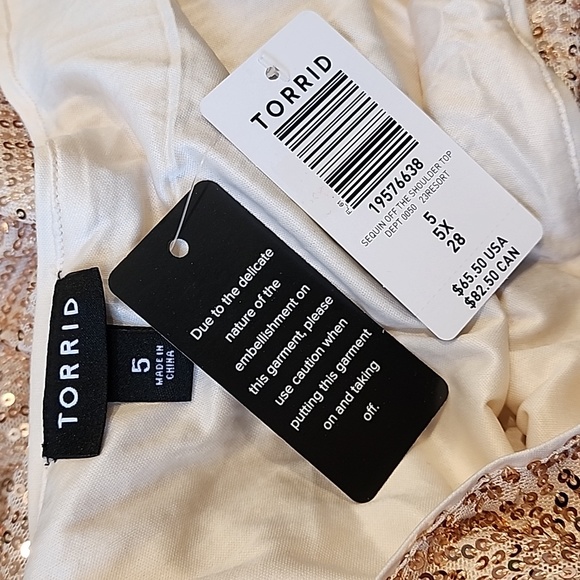 Torrid - Sequin Off The Shoulder Top in Gold - Picture 8 of 14